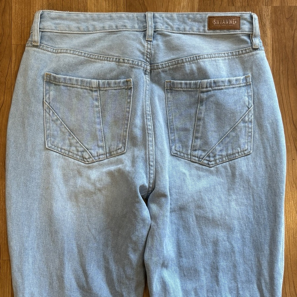 SHYANNE WOMEN'S TWO TONE LIGHT WASH HIGH RISE FLARE JEANS 33‎ SHORT Western - Picture 14 of 14